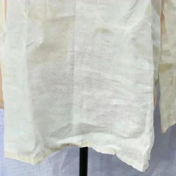 Lands' End Size L long sleeve cream color 100% linen tunic w/beaded front - Picture 4 of 13